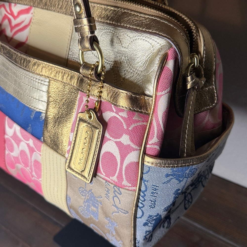 Coach Patchwork Gold and Pink Women's Bag - Picture 3 of 11